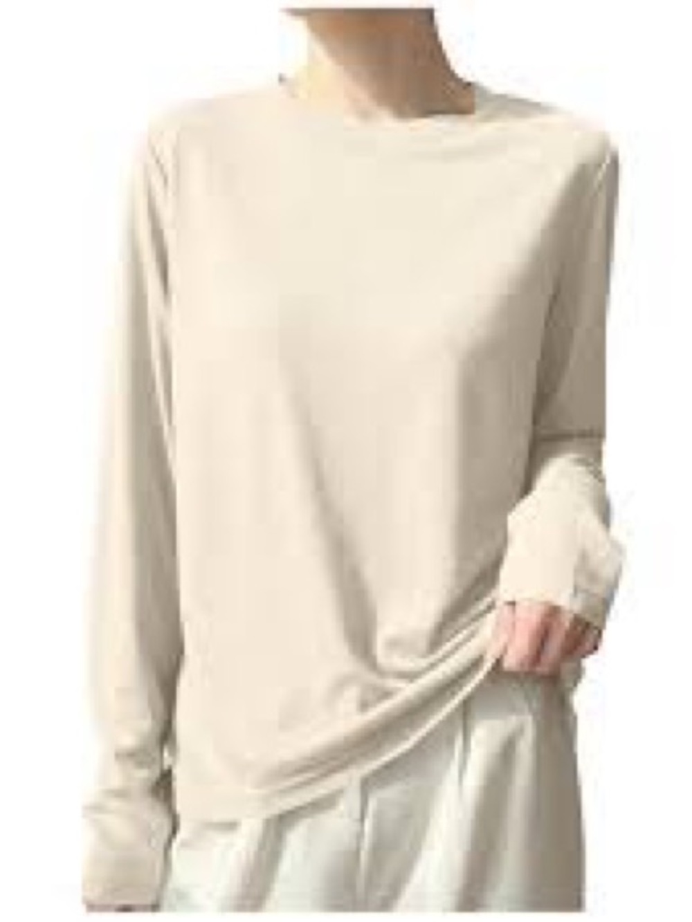 Relaxed Cream Long-Sleeve Women's Top By Reve Size S